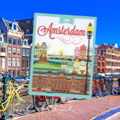 Hallo Amsterdam Holland Travel Postkarte