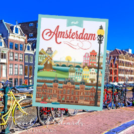 Hallo Amsterdam Holland Travel Postkarte