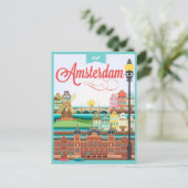 Hallo Amsterdam Holland Travel Postkarte (Stehend Vorderseite)