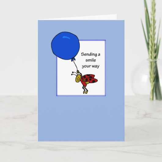 Hallo an der Uni Whimsical Ladybug mit Balloon Karte (Vorderseite)
