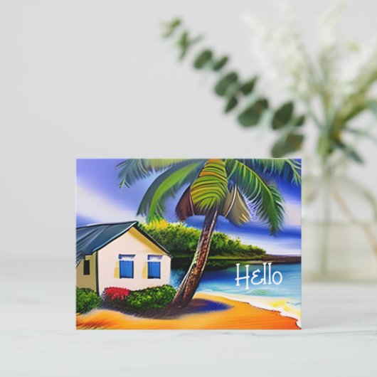 Hallo  | Art des Strandbades | BEHALTEND TOUCH Postkarte (Stehend Vorderseite)