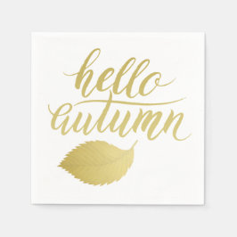 Hallo Atumn | Imitate Gold Brush Script Serviette