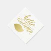 Hallo Atumn | Imitate Gold Brush Script Serviette (Ecke)