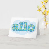 Hallo auf Französisch allo in Raute Muster Karte (Gelbe Blume)