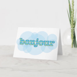 Hallo auf Französisch Bonjour mit Raute Muster Karte