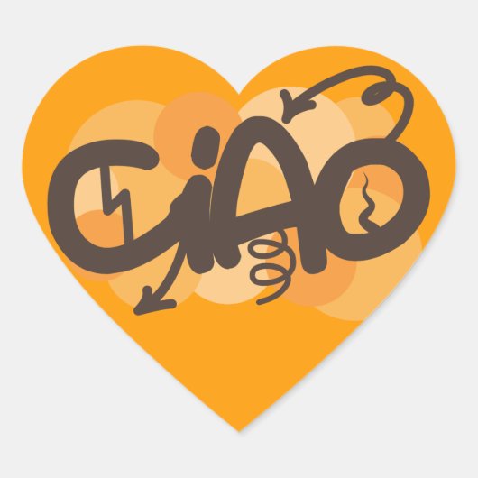 Hallo auf Italienisch Herz-Aufkleber (Vorderseite)