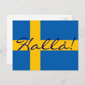 Hallo auf Schwedisch Hallå! Schwedische Flagge Pos Postkarte (Vorne/Hinten)