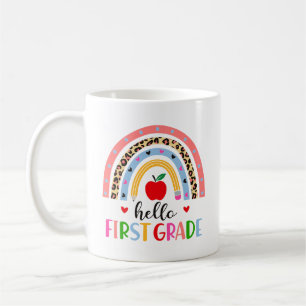 Hallo Aufkleber für die erste Klasse Regenbogen – Kaffeetasse