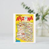 Hallo aus Arizona Vintag Map Postkarte (Stehend Vorderseite)