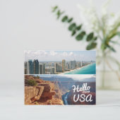 Hallo aus den USA Postkarte (Stehend Vorderseite)