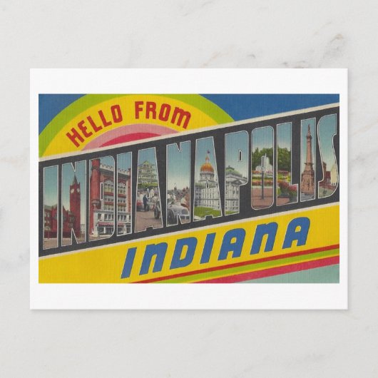 Hallo aus Indianapolis, Indiana Vintag Postkarte (Vorderseite)