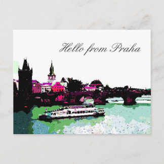 Hallo aus Praha txt Postkarte