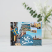 Hallo aus Schweden Postcard Postkarte (Stehend Vorderseite)