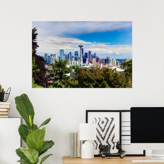 Hallo aus Seattle, Washington. Downtown View Poster (Heimbüro)