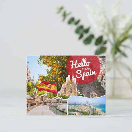 Hallo aus Spanien Postkarte (Stehend Vorderseite)