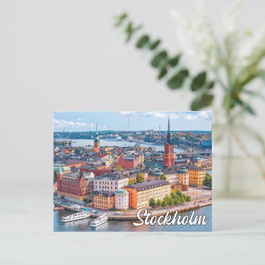 Hallo aus Stockholm, Schweden Postkarte (Stehend Vorderseite)