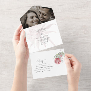 Hallo Australien Floral Zwei Fotos Hochzeit All In One Einladung