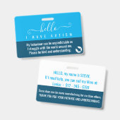 Hallo-Autismus-Bewusstsein und Notkontakt Ausweis (Vorder- & Rückseite)