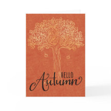 Hallo Autumn Card - Schöner Goldener Baum