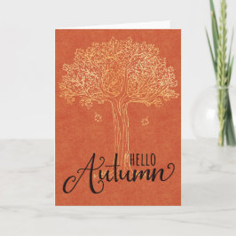 Hallo Autumn Card - Schöner Goldener Baum Karte