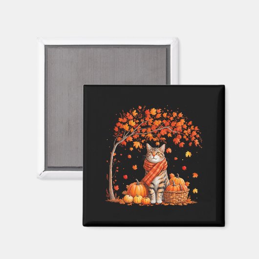 Hallo Autumn Cat Fall Leaf Kitten Lover Thanksgivi Magnet (Vorderseite/Rückseite)