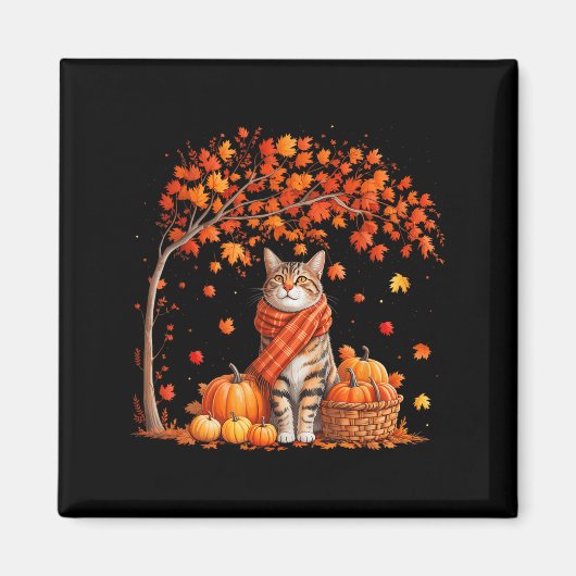 Hallo Autumn Cat Fall Leaf Kitten Lover Thanksgivi Magnet (Vorne)