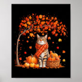 Hallo Autumn Cat Fall Leaf Kitten Lover Thanksgivi Poster (Vorne)