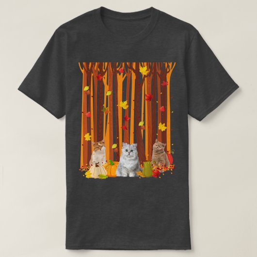 Hallo Autumn Cat Maple Leaf Fall Pumpkin Mens Wome T-Shirt (Design vorne)