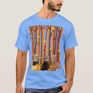 Hallo Autumn Ferret Maple Leaf Fall Pumpkin Mens W T-Shirt