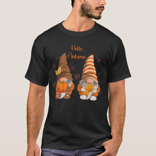 Hallo Autumn Gnome Dankbarkeit Funny Pumpkin T-Shirt (Vorderseite)
