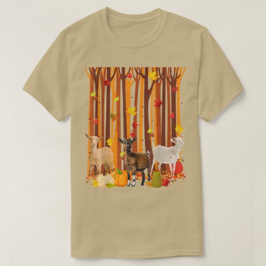 Hallo Autumn Goat Maple Leaf Fall Pumpkin Mens Wom T-Shirt (Design vorne)