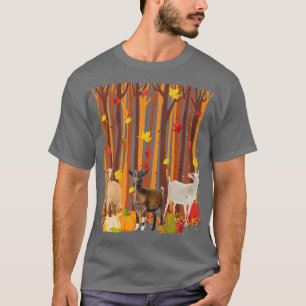 Hallo Autumn Goat Maple Leaf Fall Pumpkin Mens Wom T-Shirt
