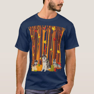 Hallo Autumn Husky Maple Leaf Fall Pumpkin Mens Wo T-Shirt