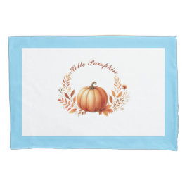 Hallo Autumn Pumpkin Blue Border Kissenbezug