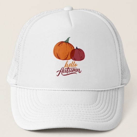 Hallo Autumn Pumpkins Truckerkappe (Vorderseite)