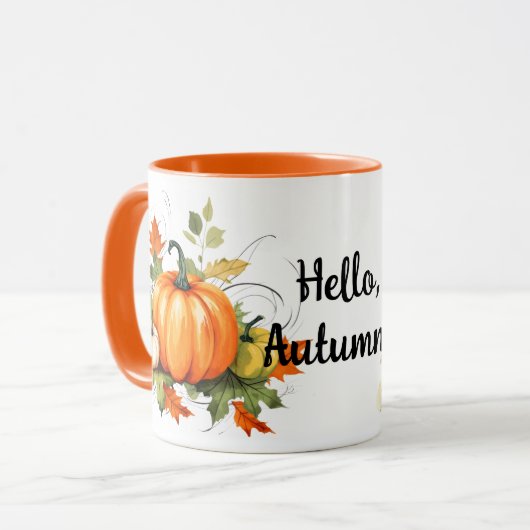 Hallo Autumn Pumpkins und Basket Fall Tasse (Vorderseite Links)