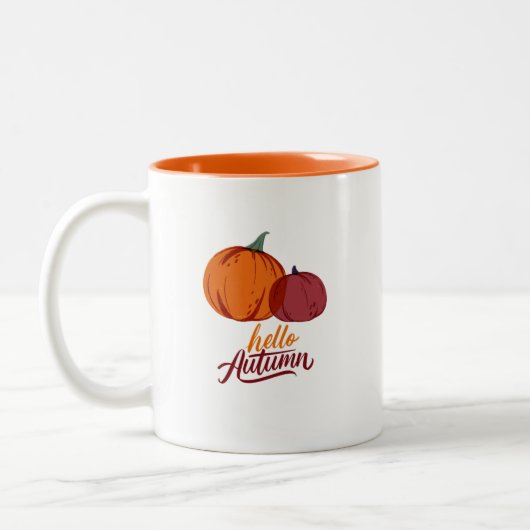 Hallo Autumn Pumpkins Zweifarbige Tasse (Links)