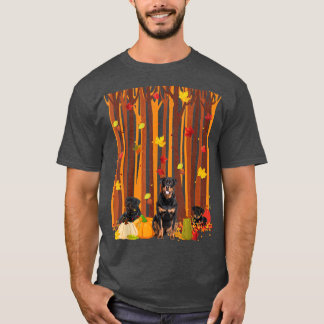 Hallo Autumn Rottweiler Maple Leaf Fall Pumpkin Me T-Shirt