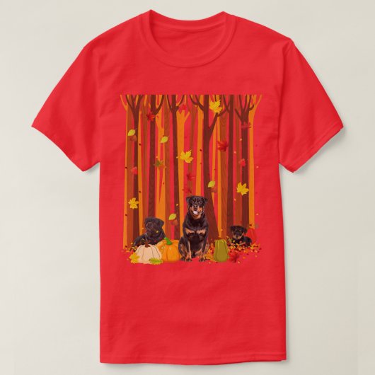 Hallo Autumn Rottweiler Maple Leaf Fall Pumpkin Me T-Shirt (Design vorne)