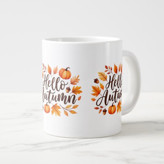 Hallo Autumn Skript Jumbo-Tasse (Vorderseite Rechts)