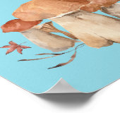 Hallo Autumn Trockenleaf Mushroom Wasserfarbe Poster (Ecke)
