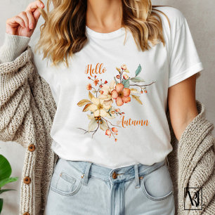 Hallo Autumn Wassercolor Fall Floral T-Shirt