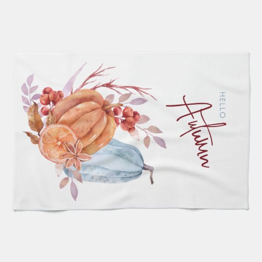 Hallo Autumn Wassercolor Pumpkins Geschirrtuch (Horizontal)