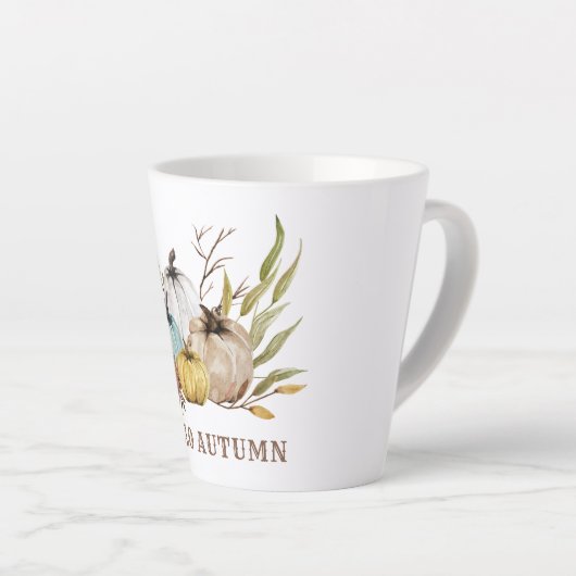 Hallo Autumn Wassercolor Pumpkins Milchtasse (Rechte Ecke)