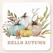 Hallo Autumn Wassercolor Pumpkins Rechteckiger Pappuntersetzer (Vorderseite)