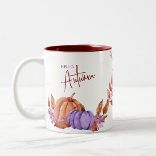Hallo Autumn Wassercolor Pumpkins Zweifarbige Tasse