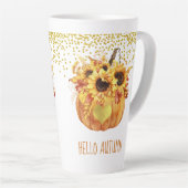 Hallo Autumn Watercolor Sonnenblume Pumpkin Milchtasse (Rechte Ecke)