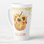 Hallo Autumn Watercolor Sonnenblume Pumpkin Milchtasse (Linke Ecke)