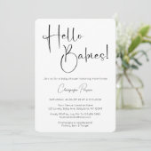 Hallo Babies Moderne Script Baby Dusche Einladung (Stehend Vorderseite)