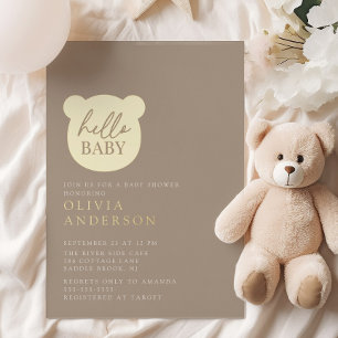 Hallo Baby Bear Baby Dusche Folieneinladung